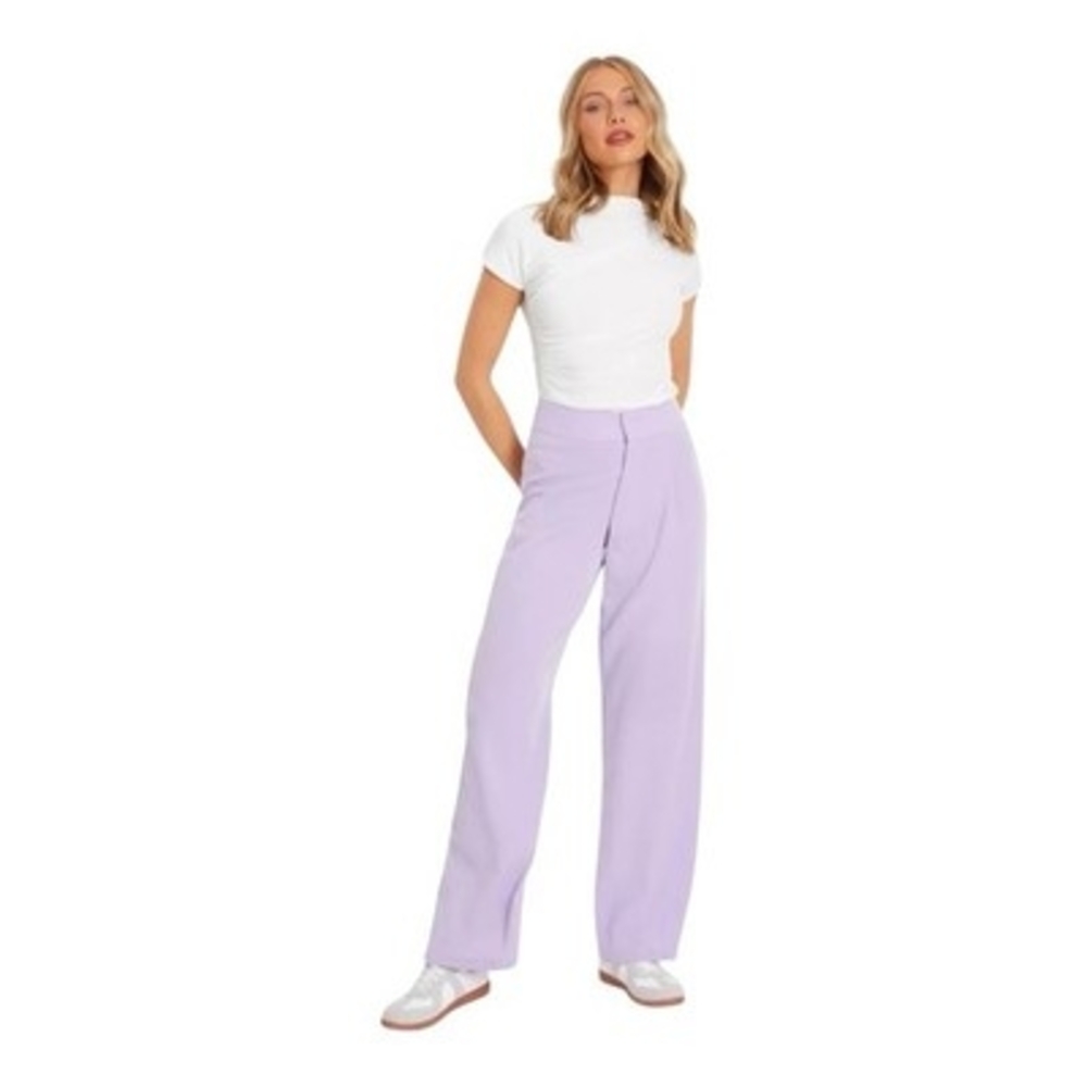 Quiz Lilac Linen Palazzo Trousers Women’s Wide Leg Pants Size 4 NWT
